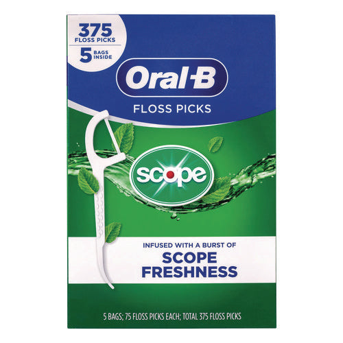 Burst Of Scope Floss Picks, Fresh Mint, 75 Picks/bag, 5 Bags/carton