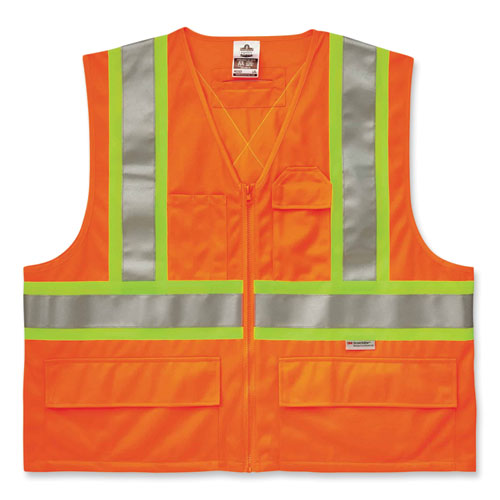 Glowear 8235zx Class 2 Two-tone X-back Vest, Polyester, 4x-large/5x-large, Orange