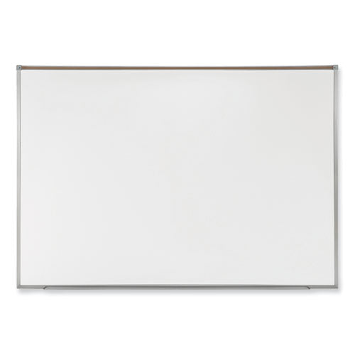 Proma Magnetic Porcelain Projection Whiteboard With Aluminum Frame, 96.5" X 48.5", White Surface, Satin Aluminum Frame