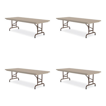 Adjustable Folding Tables, Rectangular, 96" X 30" X 22" To 32", Mocha Granite Top, Brown Legs, 4/pallet