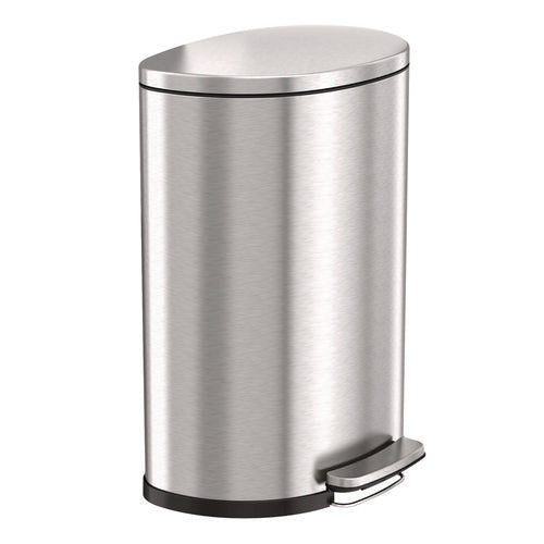 Fire-resistant Step Pedal Trash Can, 13 Gal, Plastic/stainless Steel, Silver