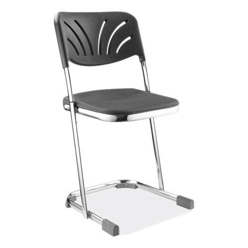 6600 Series Elephant Z-stool With Backrest, Supports Up To 500 Lb, 18" Seat Height, Black Seat, Black Back, Chrome Frame