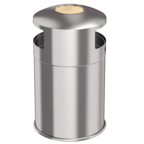 Extra-large Dual Side-entry Trash Can, Outdoor, 50 Gal, Stainless Steel, Silver