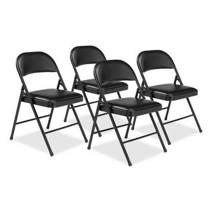 950 Series Vinyl Padded Steel Folding Chair, Supports Up To 250 Lb, 17.75" Seat Height, Black, 4/carton