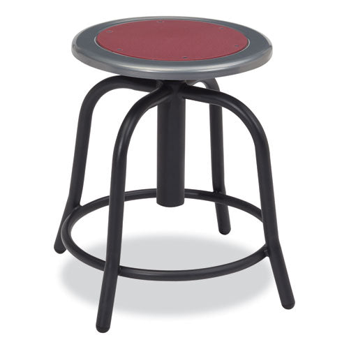 6800 Series Height Adjustable Metal Seat Stool, Supports Up To 300 Lb, 18" To 24" Seat Height, Burgundy Seat, Black Base