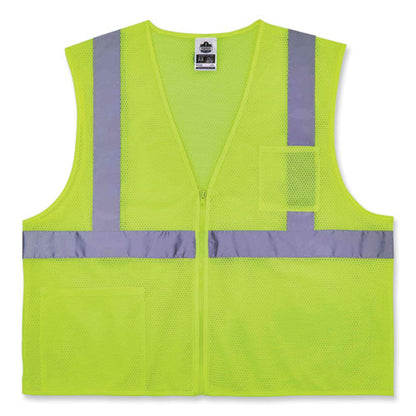 Glowear 8256z Class 2 Self-extinguishing Zipper Vest, Polyester, Small/medium, Lime