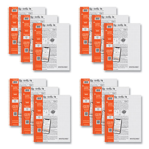 Whitelines Notebook, Quadrille Rule, (5 Sq/in), Gray/orange Cover, (70) 11 X 8.5 Sheets, 12/carton