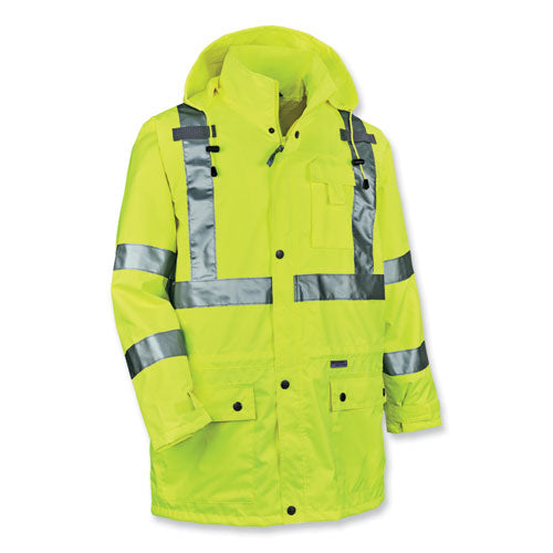 Glowear 8365 Class 3 Hi-vis Rain Jacket, Polyester, Medium, Lime