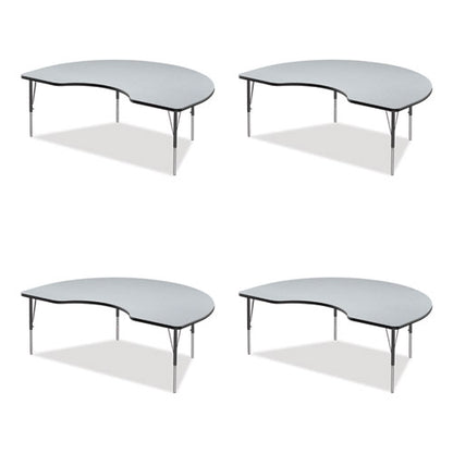 Adjustable Activity Tables, Kidney Shaped, 72" X 48" X 19" To 29", Gray Top, Gray Legs, 4/pallet