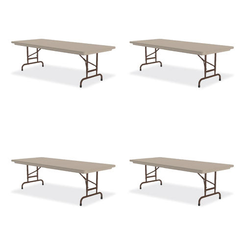 Adjustable Folding Tables, Rectangular, 60" X 30" X 22" To 32", Mocha Granite Top, Brown Legs, 4/pallet