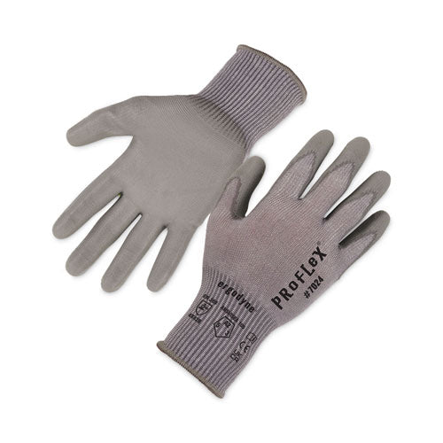 Proflex 7024 Ansi A2 Pu Coated Cr Gloves, Gray, Medium, 12 Pairs/pack