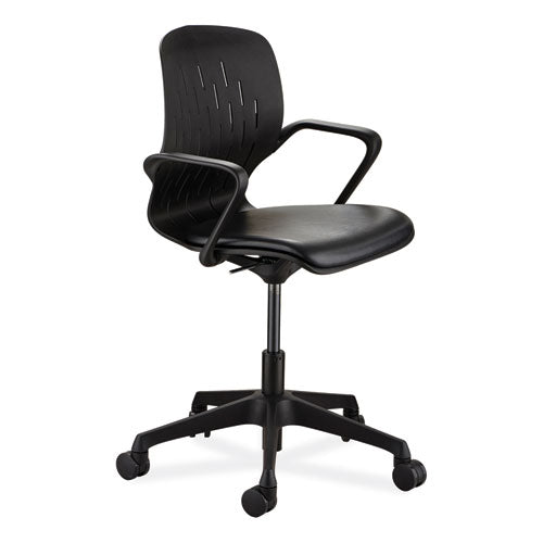 Shell Desk Chair, Supports Up To 275 Lb, 17" To 20" Seat Height, Black Seat, Black Back, Black Base