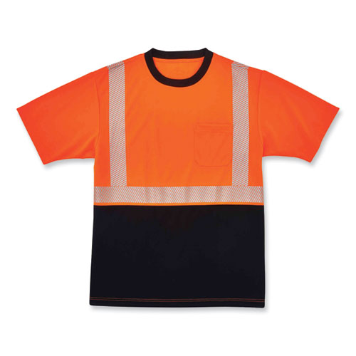 Glowear 8280bk Class 2 Performance T-shirt With Black Bottom, Polyester, Small, Orange