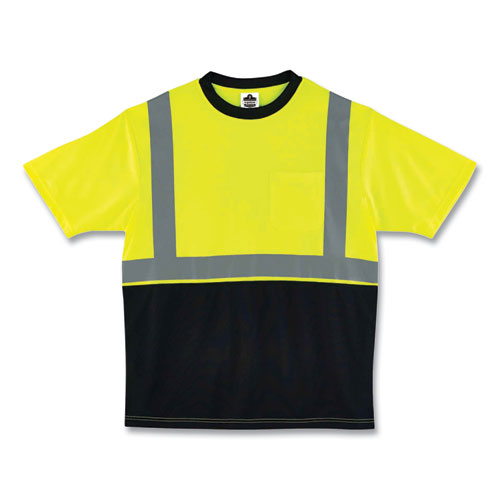 Glowear 8289bk Class 2 Hi-vis T-shirt With Black Bottom, 5x-large, Lime