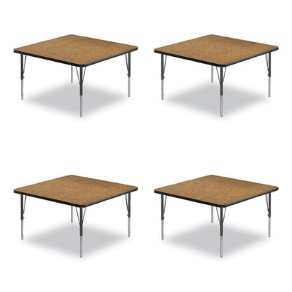 Adjustable Activity Tables, Square, 48" X 48" X 19" To 29", Medium Oak Top, Black Legs, 4/pallet