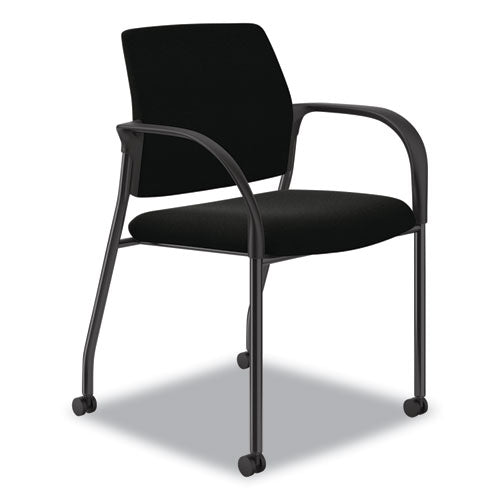 Ignition Series Guest Chair With Arms, Polyurethane Fabric Seat, 25" X 21.75" X 33.5", Black