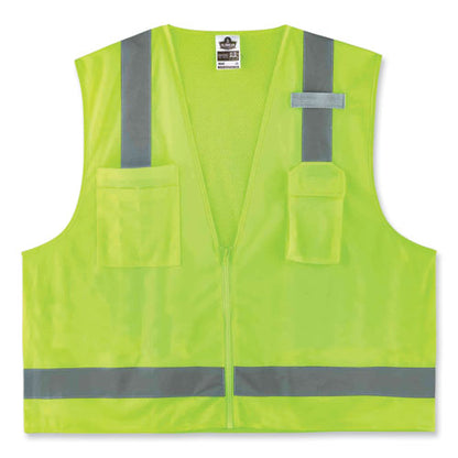 Glowear 8249z Class 2 Economy Surveyors Zipper Vest, Polyester, 2x-large/3x-large, Lime