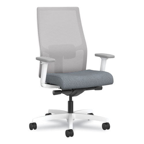 Ignition 2.0 4-way Stretch Mid-back Mesh Task Chair, Black Adjustable Lumbar Support, Basalt Seat, Fog Back, White Base