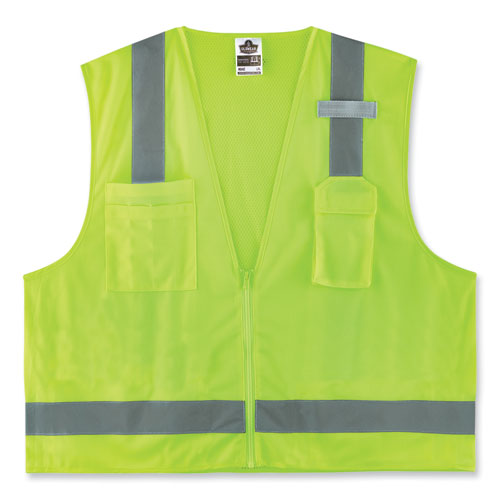 Glowear 8249z-s Single Size Class 2 Economy Surveyors Zipper Vest, Polyester, Small, Lime