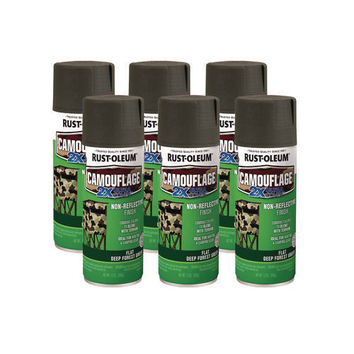 Camouflage Spray Paint, Flat Deep Forest Green, 12 Oz Aerosol Can, 6/carton