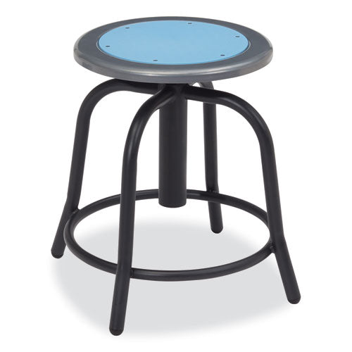 6800 Series Height Adjustable Metal Seat Stool, Supports Up To 300 Lb, 18" To 24" Seat Height, Blueberry Seat/black Base