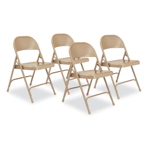 50 Series All-steel Folding Chair, Supports Up To 500 Lb, 16.75" Seat Height, Beige Seat, Beige Back, Beige Base, 4/carton