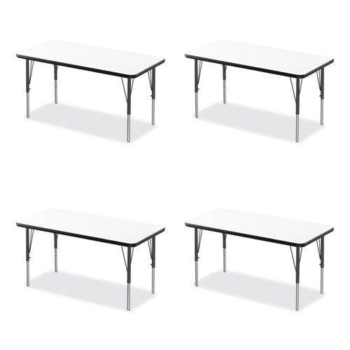 Markerboard Activity Tables, Rectangular, 60" X 24" X 19" To 29", White Top, Black Legs, 4/pallet