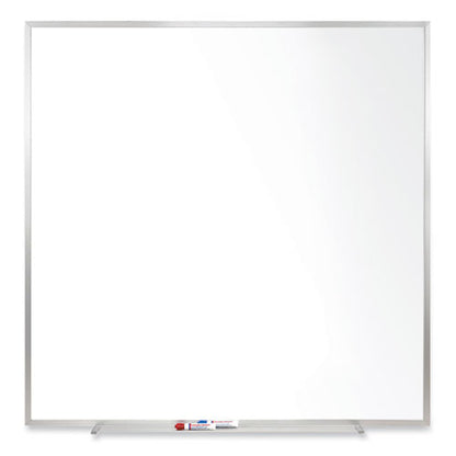 Magnetic Porcelain Whiteboard With Aluminum Frame, 48.5" X 48.5", White Surface, Satin Aluminum Frame