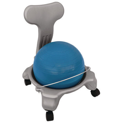 Kid's Ball Chair, Supports Up To 264 Lb, 12.5" Seat Height, Blue Seat, Silver Base