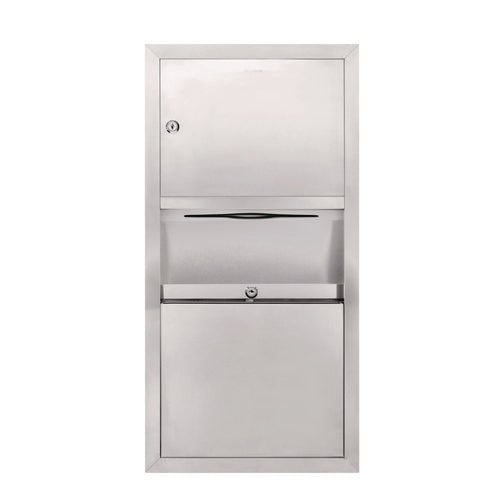 Stainless Steel Surface-mounted Paper Towel Dispenser With Waste Receptacle, 28 X 4 X 14