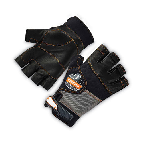 Proflex 901 Half-finger Leather Impact Gloves, Black, X-large, Pair