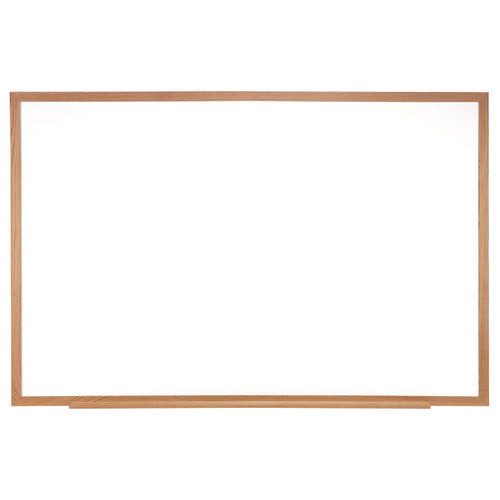 M1 Porcelain Magnetic Whiteboard, 87.94" X 48.5", White Surface, Natural Wood Frame