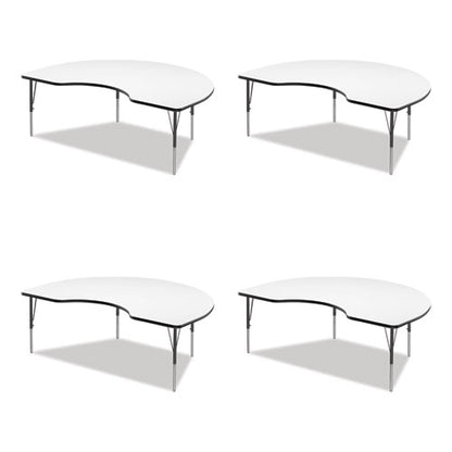 Markerboard Activity Table, Kidney Shape, 72" X 48" X 19" To 29", White Top, Black Legs, 4/pallet