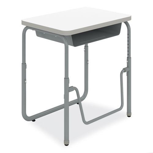 Alphabetter 2.0 Height-adjustable Student Desk With Pendulum Bar And Book Box, 27.75 X 19.75 X 22 To 30, Dry Erase