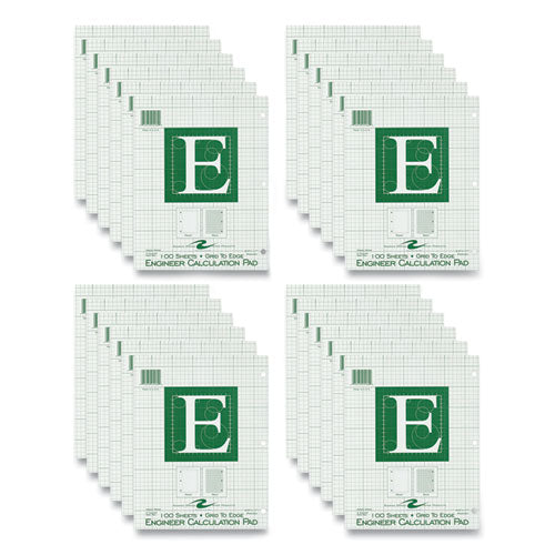 Engineer Pad, (1.25" Margin), Quad Rule (5 Sq/in, 1 Sq/in), 100 Light Green 8.5 X 11 Sheets/pad, 24/carton