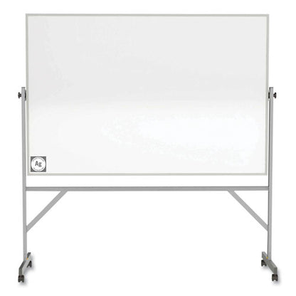 Reversible Magnetic Hygienic Porcelain Whiteboard With Aluminum Frame, 72" X 48", White Surface, Satin Aluminum Frame