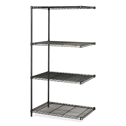 Industrial Add-on Unit, Four-shelf, 36w X 24d X 72h, Steel, Black