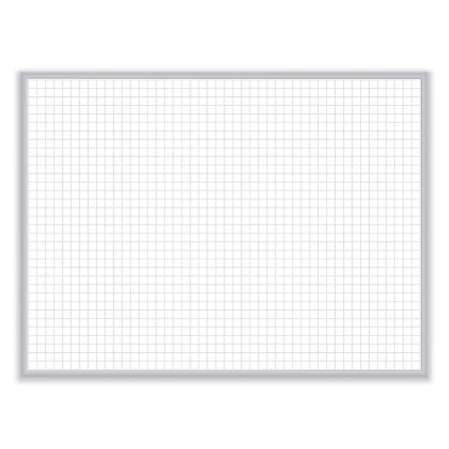 1 X 1 Grid Magnetic Whiteboard, 48.5" X 36.5", White/gray Surface, Satin Aluminum Frame