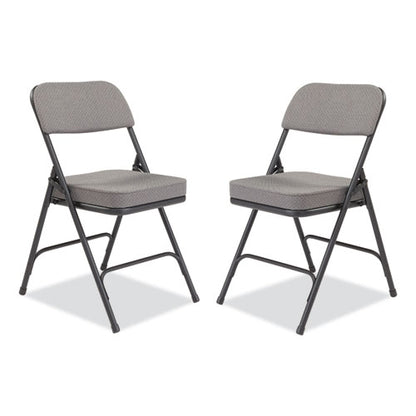 3200 Series Fabric Dual-hinge Folding Chair, Supports Up To 300 Lb, Charcoal Seat, Charocoal Back, Black Base, 2/carton