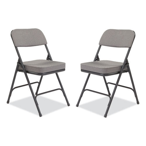 3200 Series Fabric Dual-hinge Folding Chair, Supports Up To 300 Lb, Charcoal Seat, Charocoal Back, Black Base, 2/carton