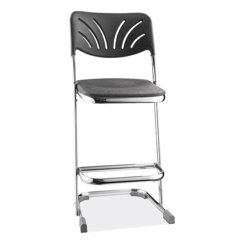 6600 Series Elephant Z-stool With Backrest, Supports Up To 500 Lb, 24" Seat Heightt, Black Seat, Black Back, Chrome Frame