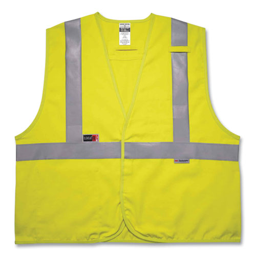 Glowear 8261frhl Class 2 Dual Compliant Fr Hook And Loop Safety Vest, 4x-large/5x-large, Lime