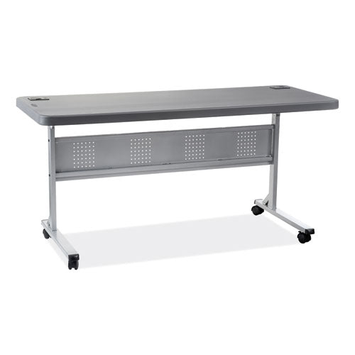 Flip-n-store Training Table, Rectangular, 24 X 60 X 29.5, Charcoal Gray