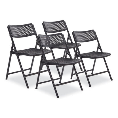 Airflex Series Premium Poly Folding Chair, Supports Up To 1,000 Lb, 17.25" Seat Height, Black, 4/carton