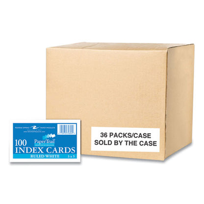 White Index Cards, Narrow Ruled, 3 X 5, White, 100 Cards/pack, 36/carton