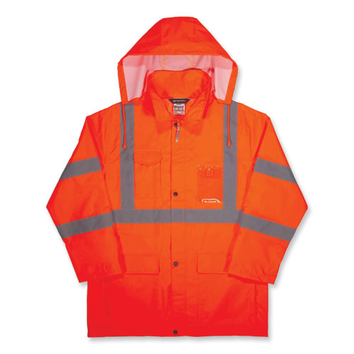 Glowear 8366 Class 3 Lightweight Hi-vis Rain Jacket, Polyester, Medium, Orange