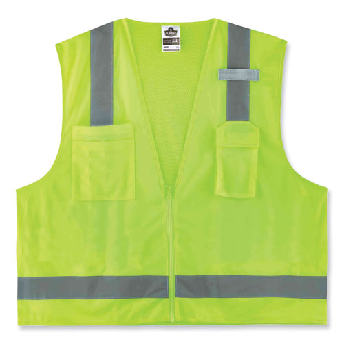 Glowear 8249z Class 2 Economy Surveyors Zipper Vest, Polyester, Small/medium, Lime