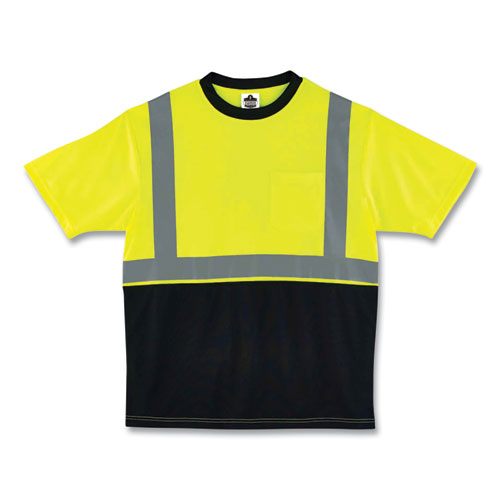 Glowear 8289bk Class 2 Hi-vis T-shirt With Black Bottom, Small, Lime