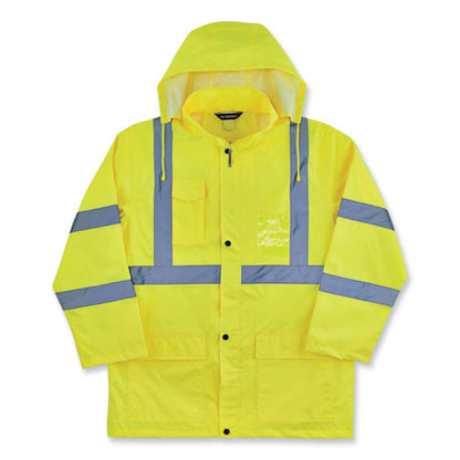 Glowear 8366 Class 3 Lightweight Hi-vis Rain Jacket, Polyester, Small, Lime