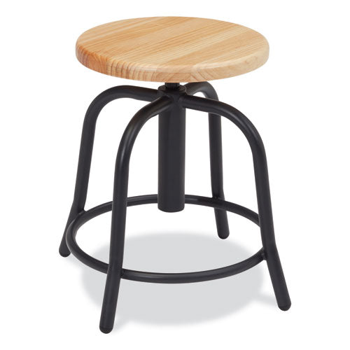 6800 Series Height Adjustable Wood Seat Swivel Stool, Supports Up To 300 Lb, 19" To 25" Seat Height, Maple Seat/black Base